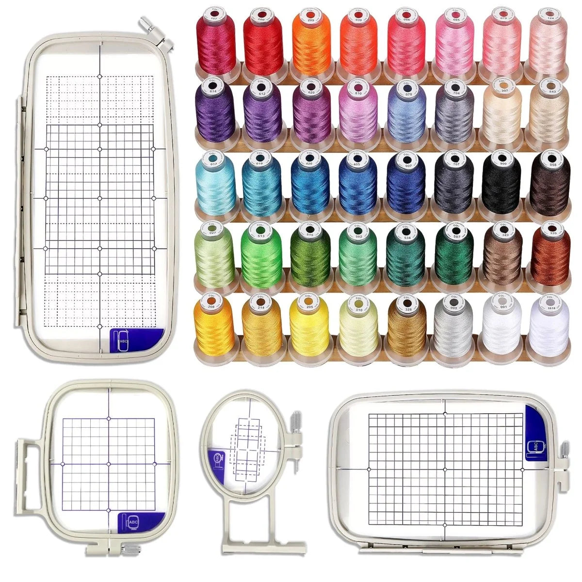 4Pc Embroidery Hoop Set & Accessories for Brother SE2000, PE900 & Other Models