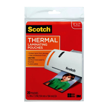 Thermal Laminating Pouches, 5 Mil, 5" X 7", 20 per Pack, 3 Packs