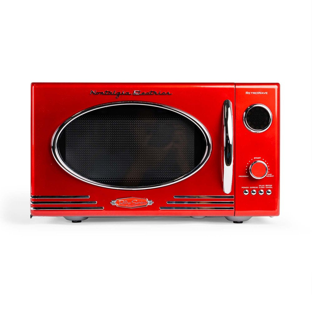 Retro 0.9 Cu. Ft. 800 Watt Countertop Microwave Oven, Retro Red