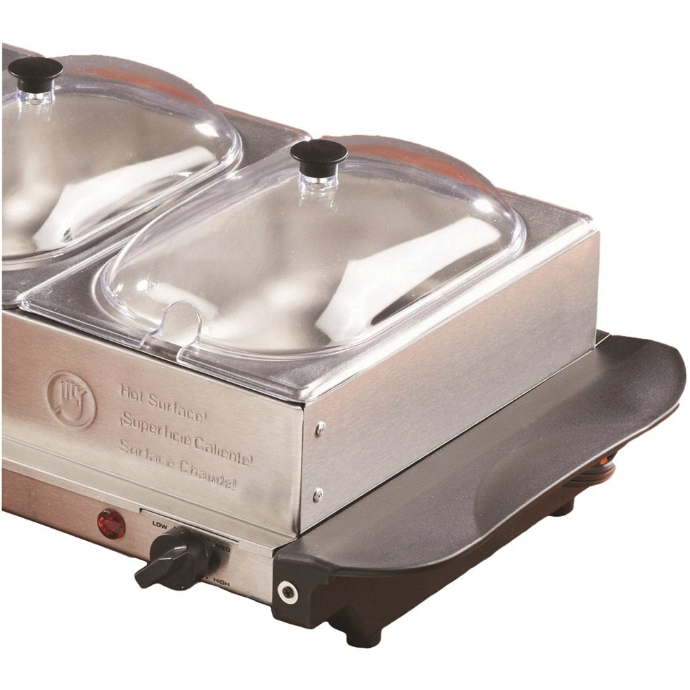180-Watt 4.5-Qt. 3-Pan Buffet Server and Warming Tray, Silver