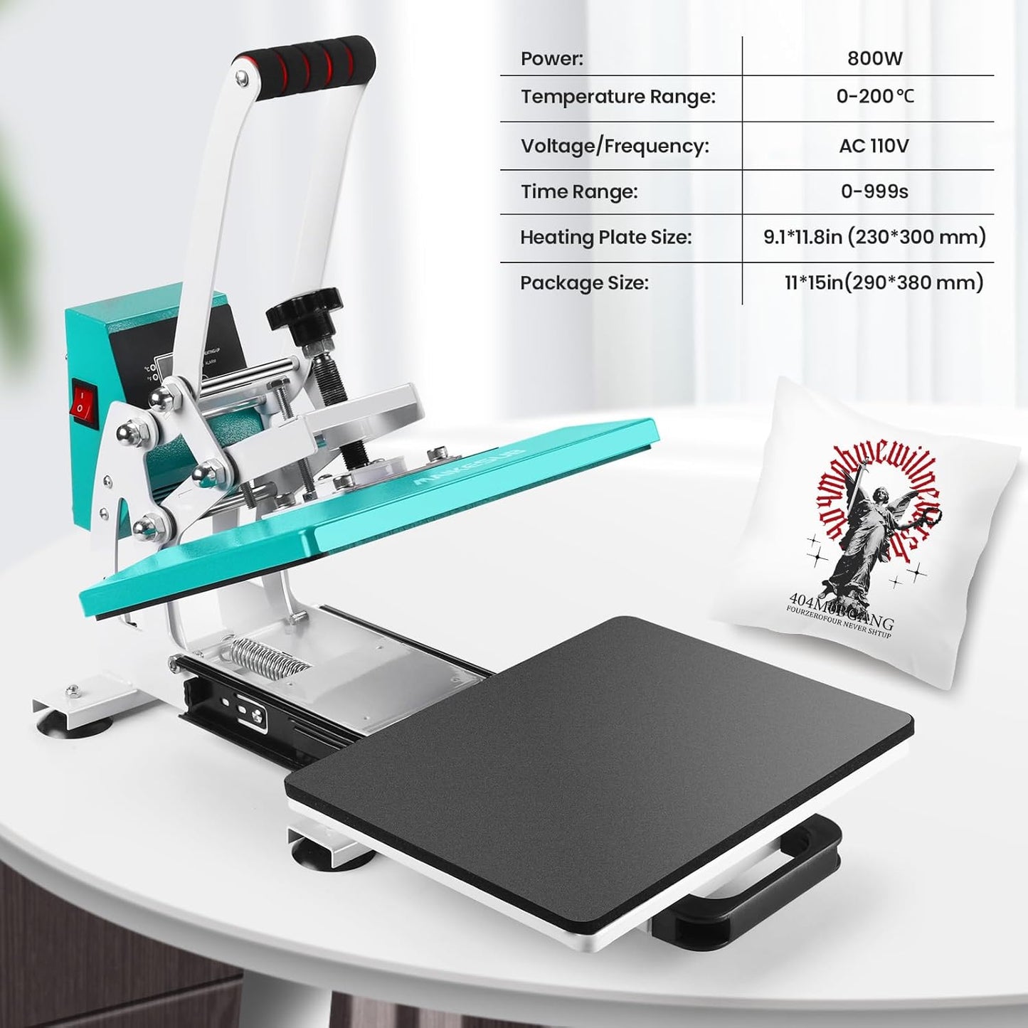12X10 Inch Heat Press Machine for T Shirts Digital Industrial Sublimation Printer for Heat Transfer Vinyl Intelligent Green Press Machine for HTV Heat Transfer Projects