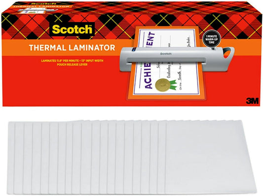 Thermal Laminator with 20 Letter Size Pouches, Ideal for Teachers, Small Offices, or Home (TL1302XVP)