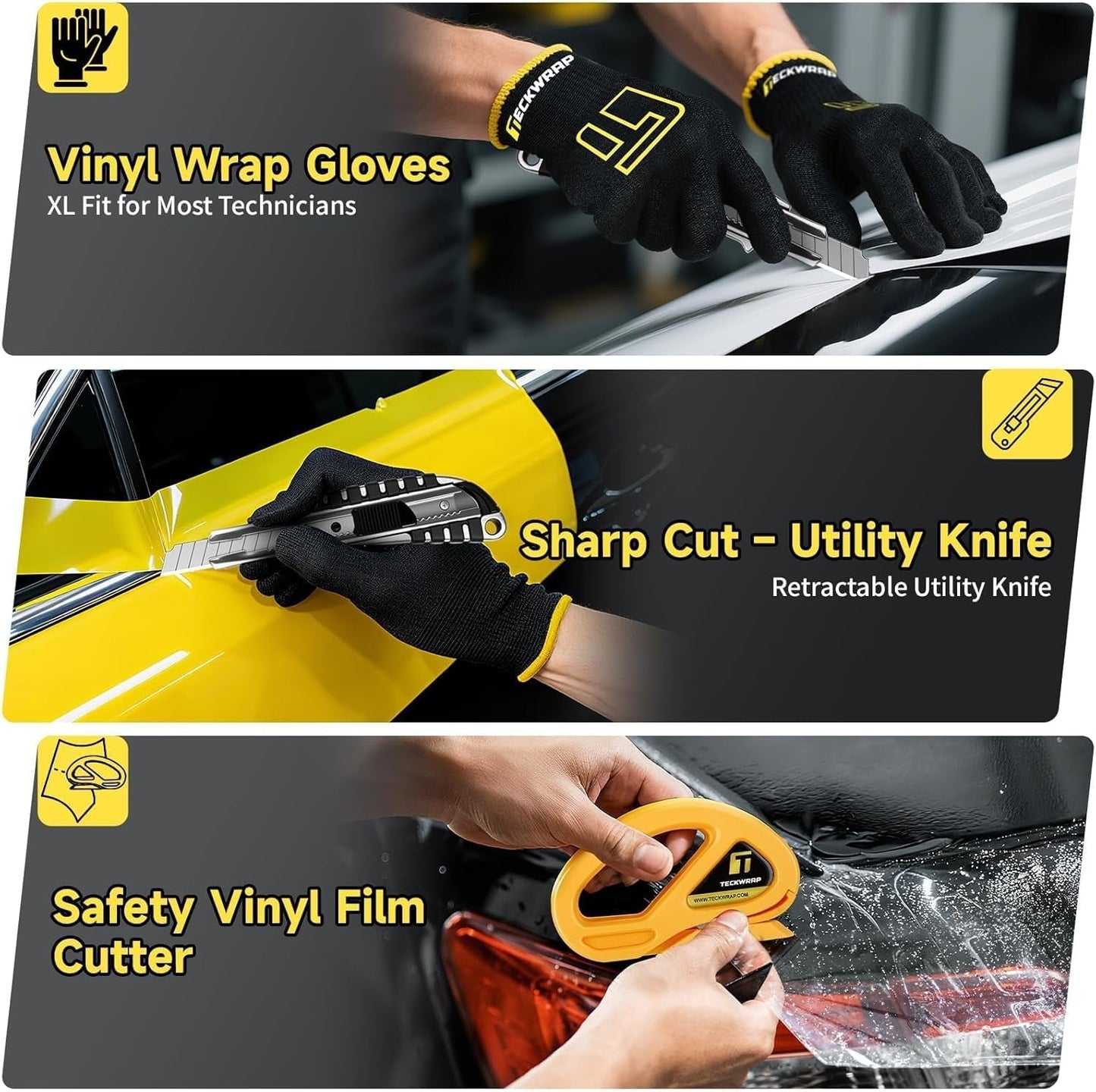 22PCS Vinyl Wrap Tool Kit for Car – Squeegee Set, Knife, Safety Cutter, Anti-Cut Gloves, Magnets & Tool Pouch for Vehicle Wrapping