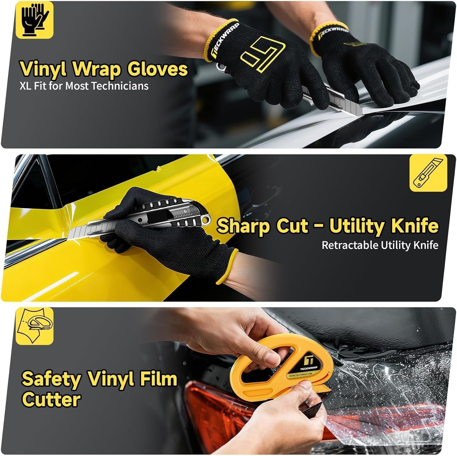 22PCS Vinyl Wrap Tool Kit for Car – Squeegee Set, Knife, Safety Cutter, Anti-Cut Gloves, Magnets & Tool Pouch for Vehicle Wrapping