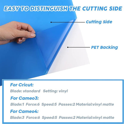 7 Sheets King Blue 12"X12" Permanent Vinyl Sheets for Cricut Machine & Silhouette Cameo