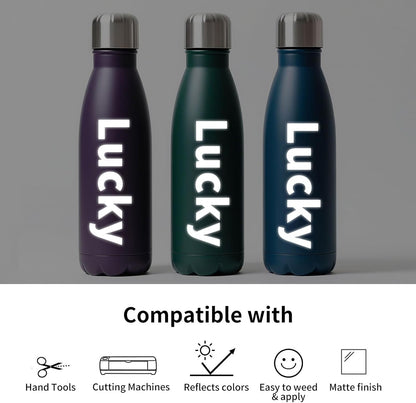 Silver Reflective Chrome Adhesive Vinyl Flashlight Sensitive Vinyl for Crafts, Decals, Bikes, Motorcycles, Helmets, Mailbox, Reflective Tape, 1Ftx5Ft, Silver