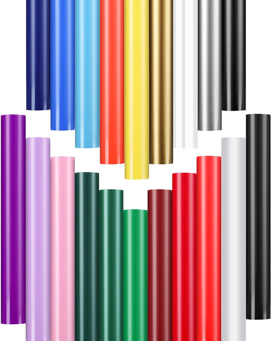 Permanent Vinyl - 20Pack Adhesive Vinyl Sheets Assorted Colors, Permanent Bundle, 12" X 11.8" Waterproof Outdoor Perfect for Home Decor Car Decal Sticker