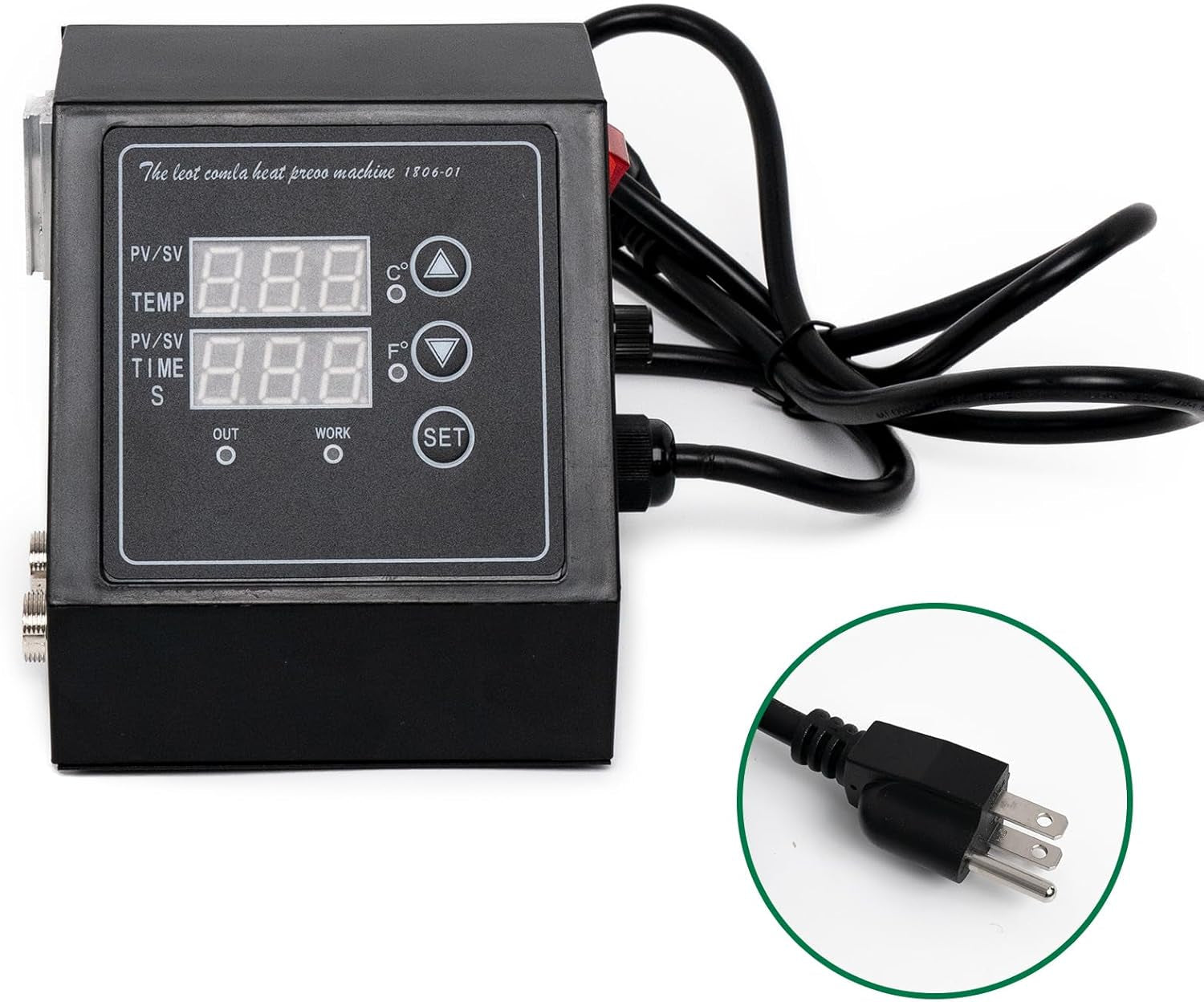 1400W Power Press Heat Press 15"X15", K-Type Temperature Controller Box with Time & Temperature LED Controller, K-Type Sublimation Transfer Machine for T-Shirt, Hat, Plate, Cup, Mug