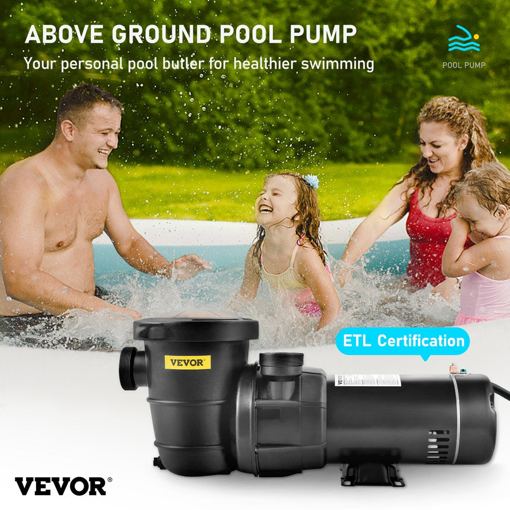 Swimming Pool Pump, 1.5HP 115V, 1100W Single Speed Pumps for above Ground Pool W/ Strainer Basket, 5280GPH Max. Flow, Certification of ETL