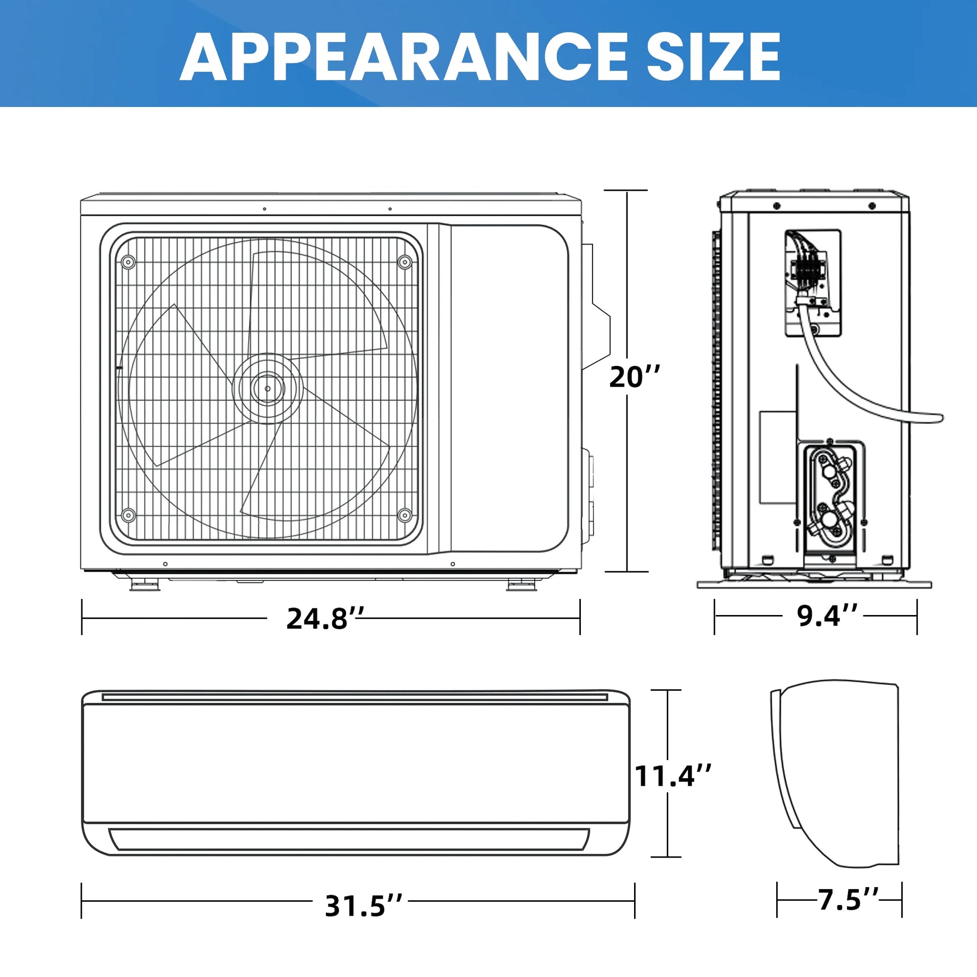 12000 BTU Mini Split Air Conditioner & Heater with Inverter, 17 SEER2 115V Energy Saving AC Unit Cools Rooms up to 750 Sq. Ft, Complete Installation Kit