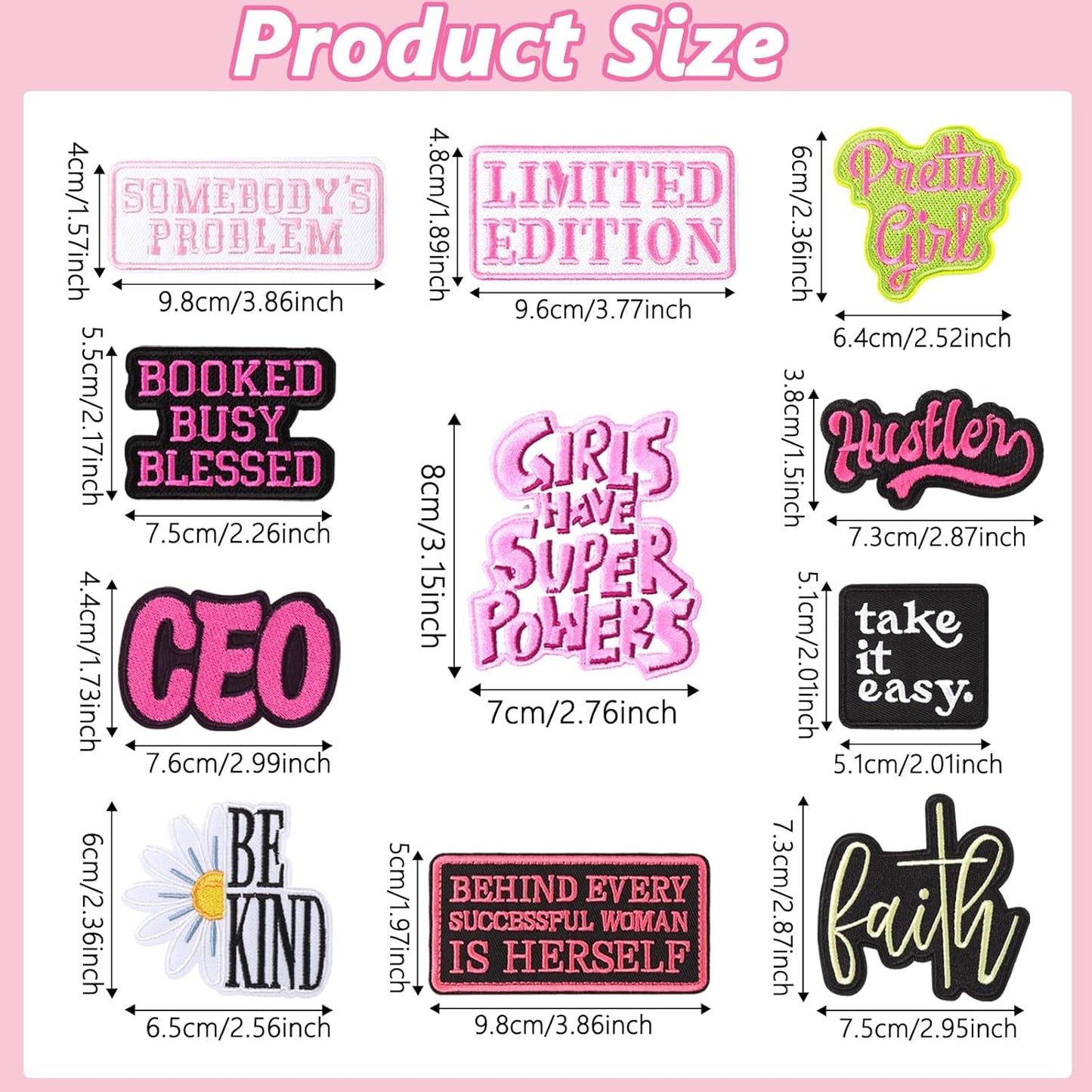 12 Pcs Phrase Iron on Patches for Girls Assorted Styles Embroidered Patches Trucker Hat Patches Cowgirl Sew Applique Repair Patches DIY Sew on Patches DIY Accessories for Backpacks Hat Pants Jacket