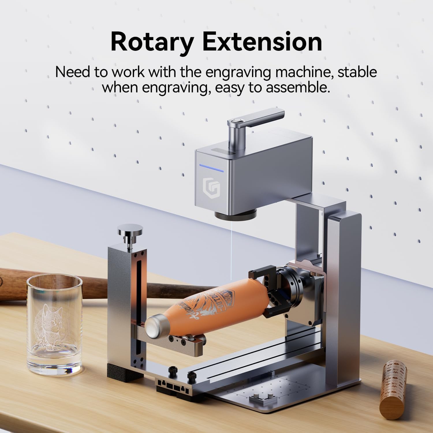 LONGER Rotary Extender (With Riser) Is Ideal for Engraving Cylindrical, Wine Glass, and Irregular Objects. Compatible with Nano, Nano Pro, Ray5, B1, and Most Other Laser Engravers.