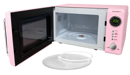 Retro 0.7 Cu. Ft. 700-Watt Countertop Microwave Oven, Pink