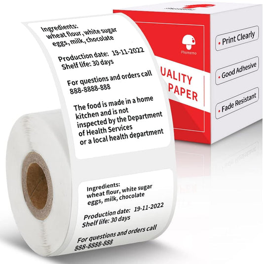 Phomemo Labels Thermal Printer Labels for M110 M200 M220 M221 M150 M250 M260 M108 M100 Label Printer, Thermal Paper for Small Business, Price Tags, Black on White 1.57"X2.36"(40X60Mm), 130 Label/Roll