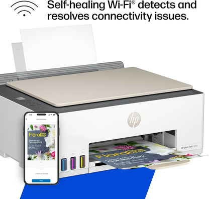 HP Smart Tank 5000 Wireless All-In-One Ink Tank Printer, Scanner, Copier with 2 Years of Ink Included, Best-For-Home, Cartridge-Free, Refillable and Ai-Enabled. (5D1B6A)