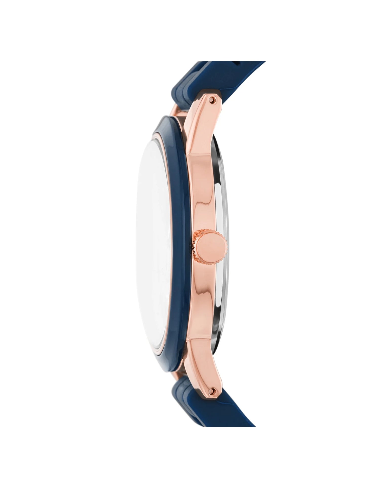 Time & Tru Women'S Wristwatch: Rose Gold Case, Blue Bezel, Easy Read Dial, Silicone Strap (FMDOTT073)