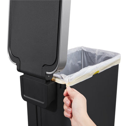 10.5 Gallon Trash Can, Plastic Slim Step-On Kitchen Trash Can, Black