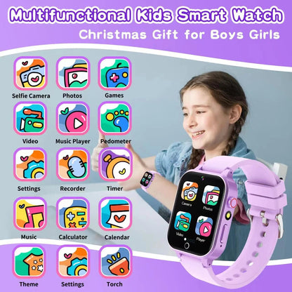 1.54" Smart Watch for Girls Smart Watch for Kids with Camera Games Pedometer Video MP3 Flashlights Calculator Alarm Clock Children Touch Screen Purple