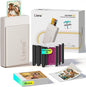 Liene Pearl N200 Pro Portable Photo Printer, Instant Mini Picture Printer for Iphone Smartphone, Thermal Dye Sublimation, Bluetooth Sticker Printer 50 Sheets 2X3 Adhesive Paper & 5 Cartridges, Gold