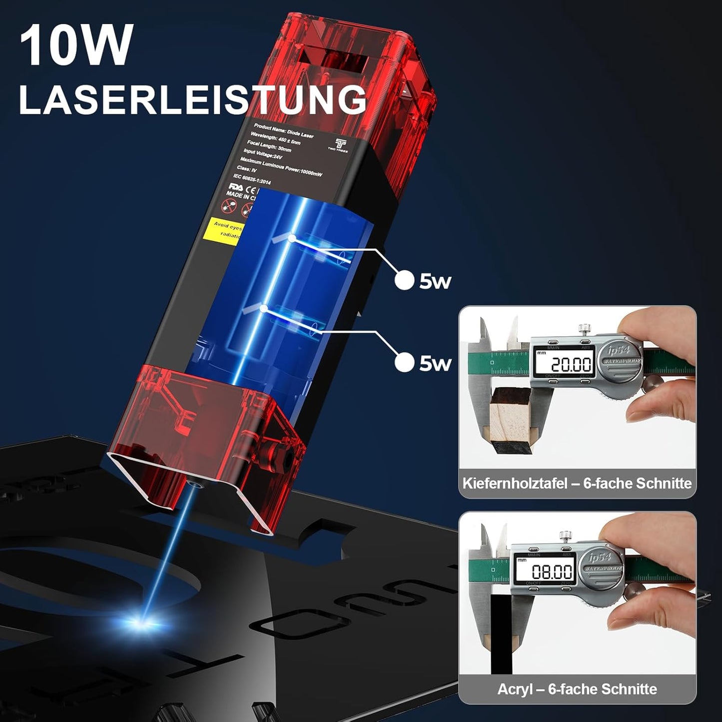 Twotrees TTS-10 Pro Laser Engraver,10000Mw High Precision Laser Engraving Machine,Laser Cutter,30000Mm/Min Speed,0.069Mm Laser Spot Engraver Machine for Diy,Wood,Metal,Acrylic,Glass,Stainless Steel