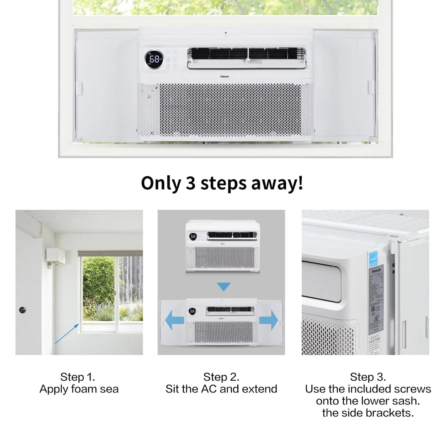 Energy Star 8000 BTU Inverter Window Air Conditioner, Energy-Saving Window AC Unit with APP & Voice Control, Ultra Quiet & Easy Installtion Design, Work with Alexa/Google Assistant, 115V/60Hz