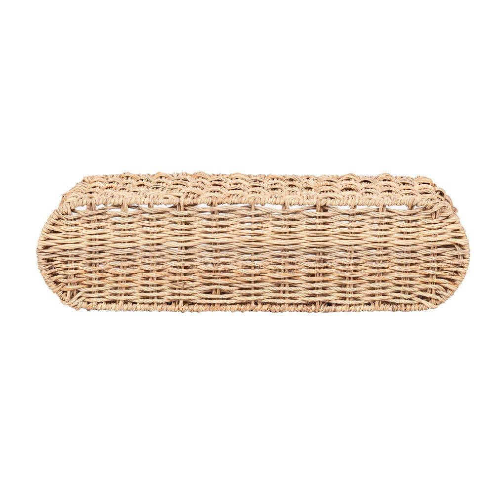 '- Beige Oval Rattan Caddy