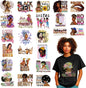24 Sheets Black Girl Iron on Transfers for T-Shirts, DTF Transfers Ready to Press Black Women Black History DTF Transfers Ready to Press Heat Transfer Vinyl Vinyl Stickers for Clothes Bag Pillow Craft