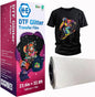 H-E DTF Glitter Transfer Film 23.6In X 32.8Ft Glitter DTF Film Roll, Cold Peel Glossy DTF Glitter Film for Direct to Film Printing DIY