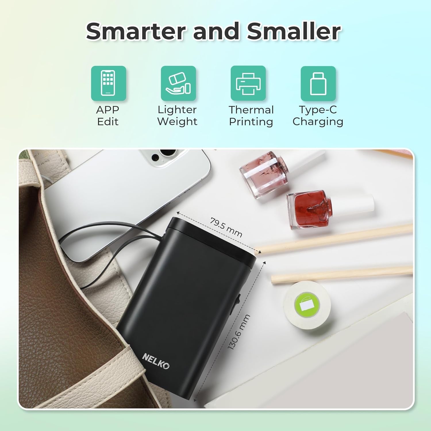 Nelko Label Maker Machine with Tape, P21 Bluetooth Label Printer with 3 Tapes, Wireless Mini Label Makers with Multiple Templates Icon Font Custom for School Office Home, Black