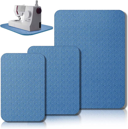 Drydiet 3 Pcs Sewing Machine Muffling Mat Pedal Mat Sewing Machine Pad No Slip Rubber Stay in Place Mats for Calms Vibration(Blue,15 X 20 Inch,14 X 9 Inch,14 X 11 Inch)