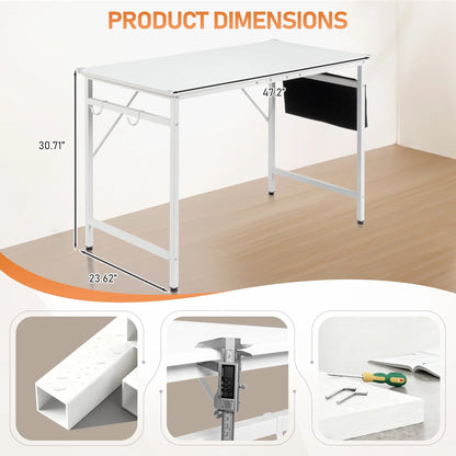 47" Wood Computer Desk PC Laptop Study Table Workstation Home Office Furniture, White