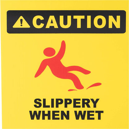 MATTHEW CLEANING 19'' Industrial Wet Floor Sign 3 Pack 2-Sided Durable Corrugated Plastic Birght Yellow Multilingual Warning Signs Commercial Caution Wet Fold-Out Floor Signs for Indoors