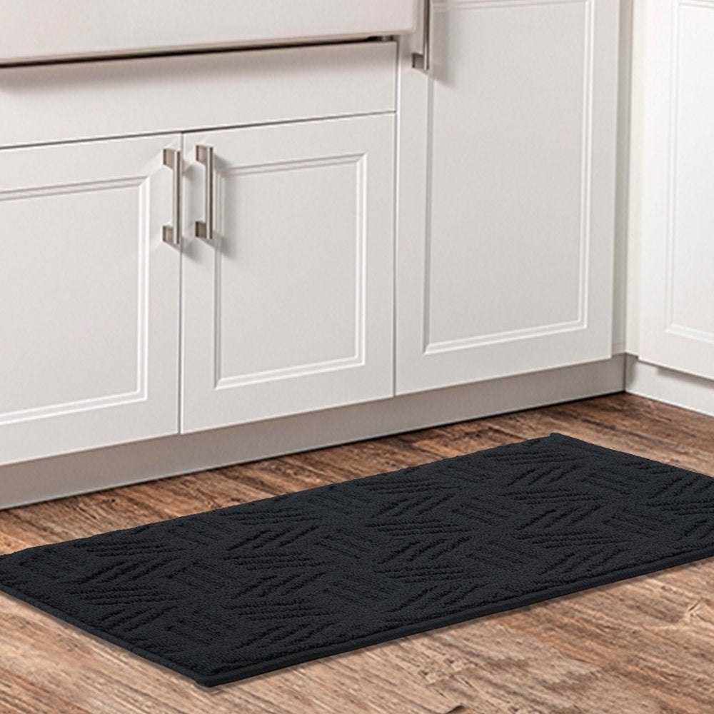 Solid High Low Loop Kitchen Mat 18In X 27In Black