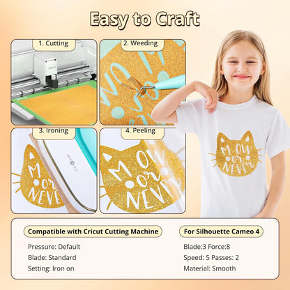 Royal Blue Glitter HTV Vinyl- 10” X 5Ft Royal Blue Glitter Iron on Vinyl for All Cutting Machine, Glitter Heat Transfer Vinyl Roll for T Shirts - Easy to Cut & Weed for Heat Vinyl Design