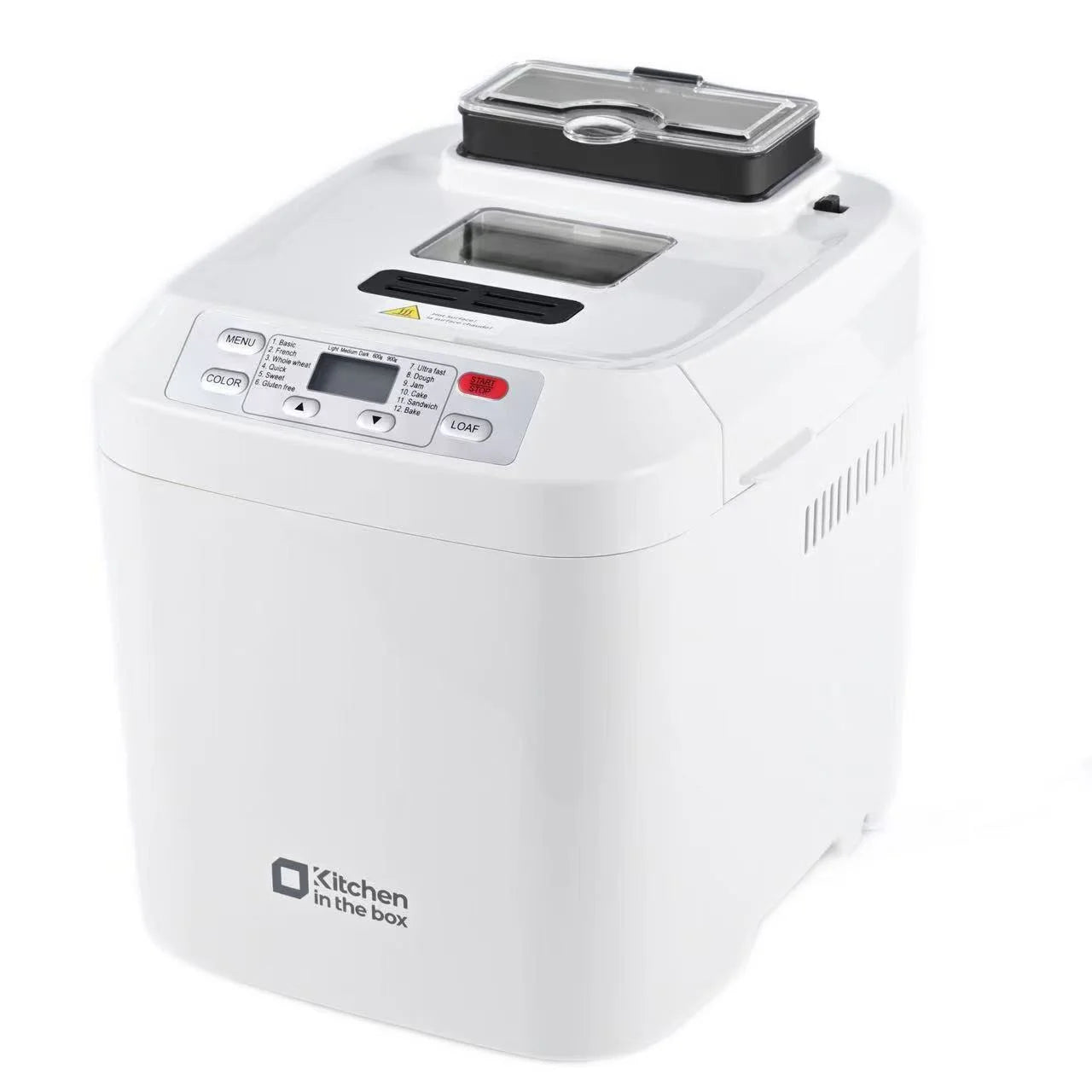 2Lb Bread Machine with Auto Fruit Nut Dispenser, 12 Presets Bread Maker Gluten-Free Setting, 13 Hour Delay Timer, White