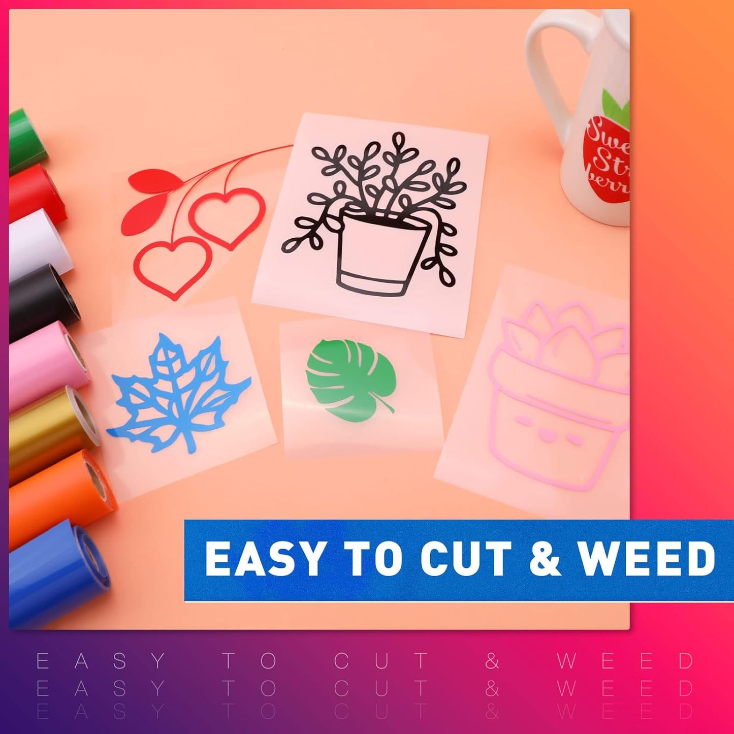 Glossy Green & Glossy Red Permanent Vinyl - 12" X 11FT Adhesive Permanent Vinyl Roll Compatible with Cricut Cutting Machine