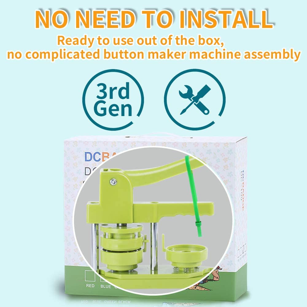 Happizza Button Maker Machine 58Mm - (3Rd Gen) Installation-Free 58Mm(2.25In) DIY Pin Badge Button Maker Press Machine Badge Punch Press with Free 100Pcs Button Parts&Pictures&Circle Cutter