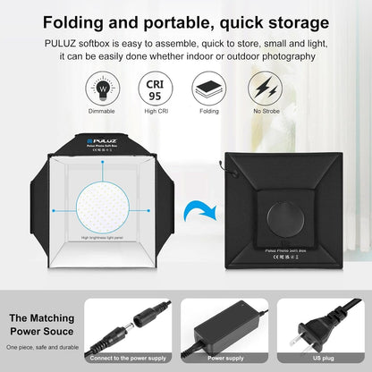 Light Box, PULUZ 16"X16" Studio Light Box with 480Pcs Leds Lights 4 Color PVC Photography Backdrops Shooting Tent for Jewelry and Product Portable Lightbox Picture Box for Photography (Upgrade)