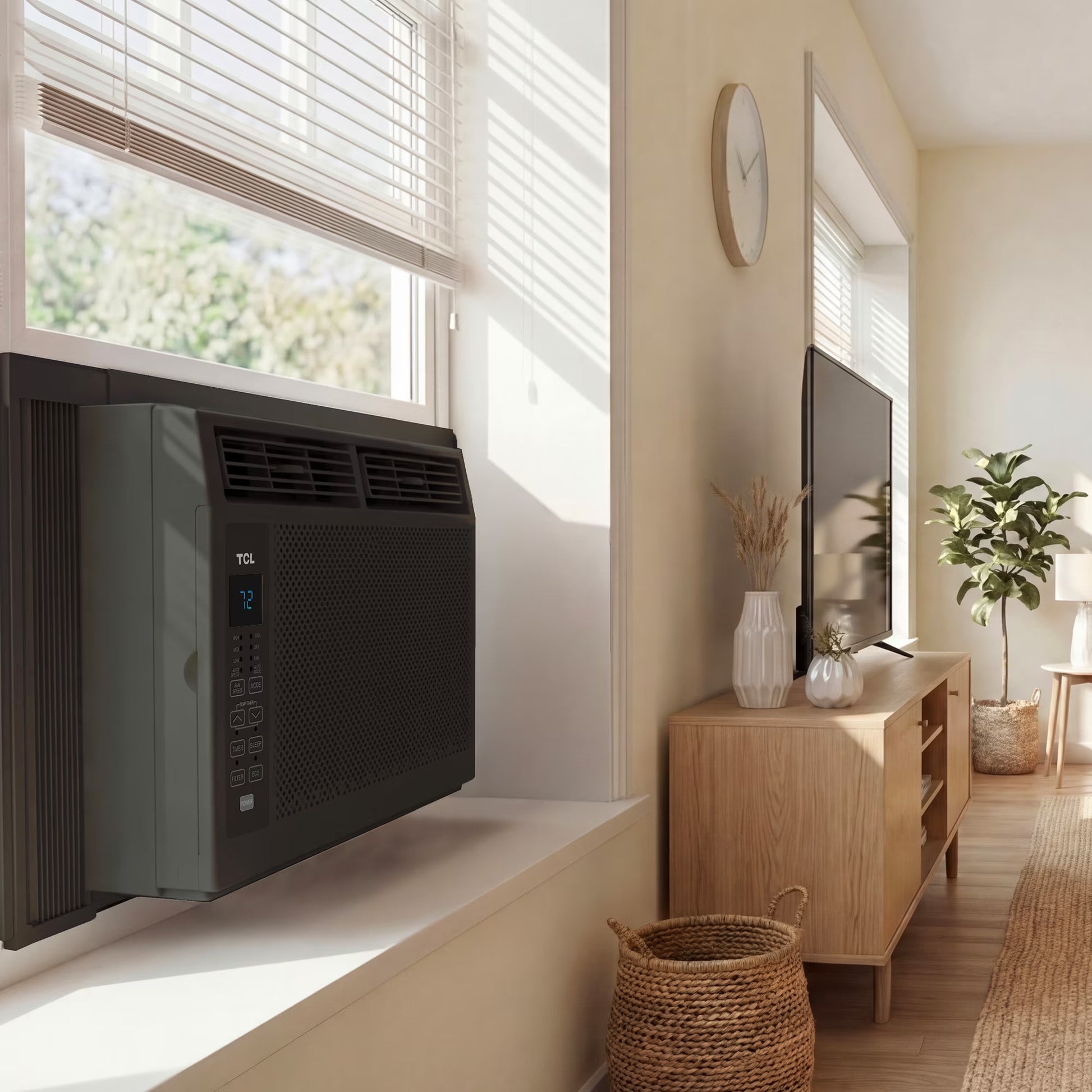 5,000 BTU Window Air Conditioner (Black) - 150 Sq Ft, LED Display, Included Remote, Compact, Dorm Friendly - W5W3M-B