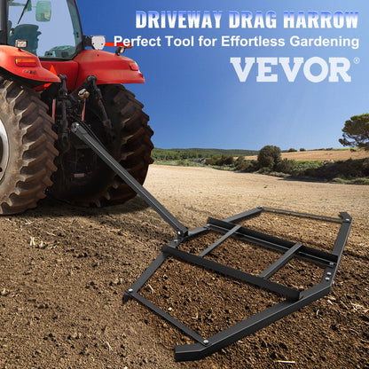 brand Drag Harrow 66"X 35" , Driveway Tractor Harrow with 2 Adjustable Bars, Heavy Duty Steel, Driveway Grader for ATV, UTV, Garden Lawn Tractors