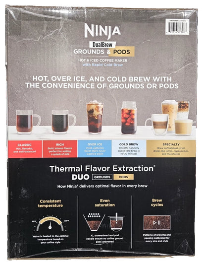 Dualbrew Coffee Maker Grounds & Pods Hot & Iced, Rapid Cold Brew