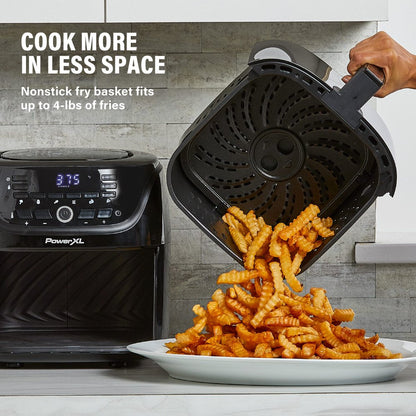 New POWER-XL 6-Qt Digital Vortex™ Air Fryer with 10 Quick-Touch Presets, Black, AF-E6001-L