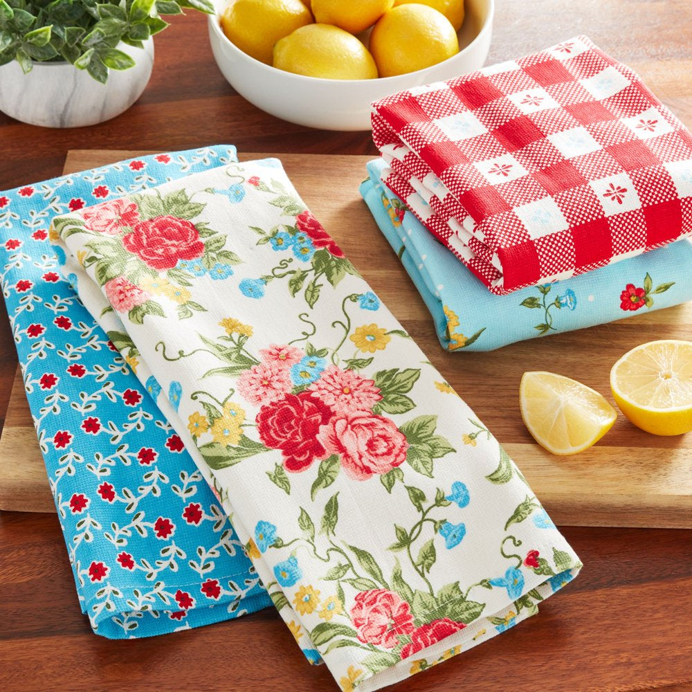 Sweet Rose Kitchen Towel Set, Multicolor, 16"W X 28"L, 4 Piece