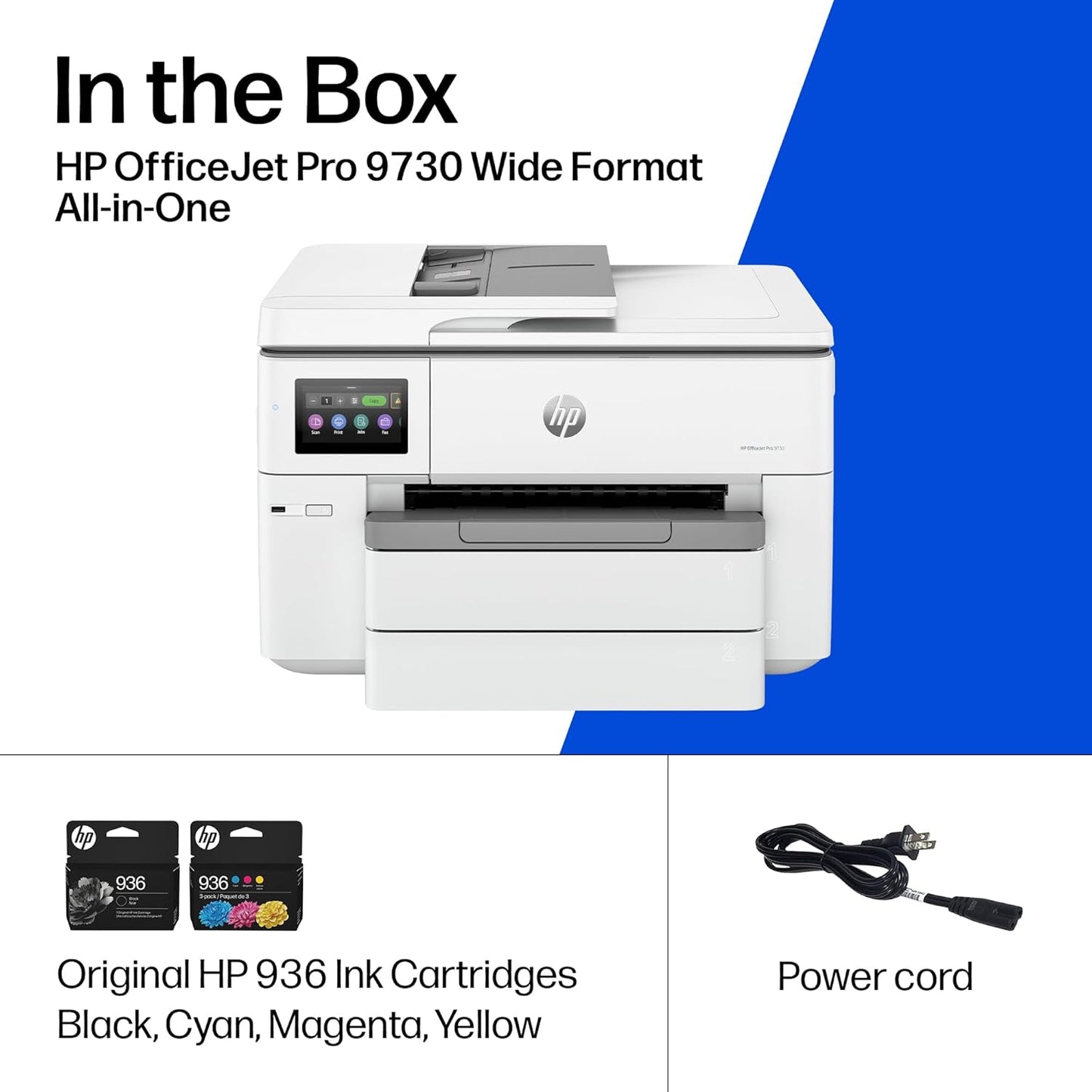 HP Officejet Pro 9730 Wide-Format Wireless All-In-One Color Inkjet Printer, Print, Scan, Copy, Fax, up to 11X17 ADF, Duplex Print/Scan, Best-For-Office, 3 Month Trial of Instant Ink Included(C2Wh0A)