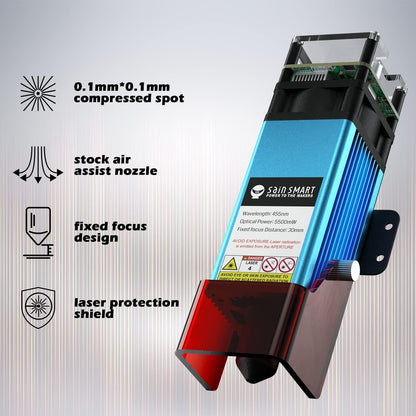Genmitsu CFL55 Compressed Spot 5.5W FAC Laser Module, 0.1Mm*0.1Mm Laser Spot, for 4040-PRO & 4040-PRO MAX, 3020-PRO Ultra, 3030-Prover MAX, Proverxl 4030, 4030V2, 6050 plus CNC Router Machine