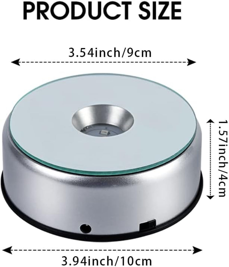 Rotating Display Stand Light Base Colorful Cup Display Turner Spinner Light Tumbler Crystal Turning Display Base Stand with USB Power Cable for Crystals Glass Jewelry Art Gift