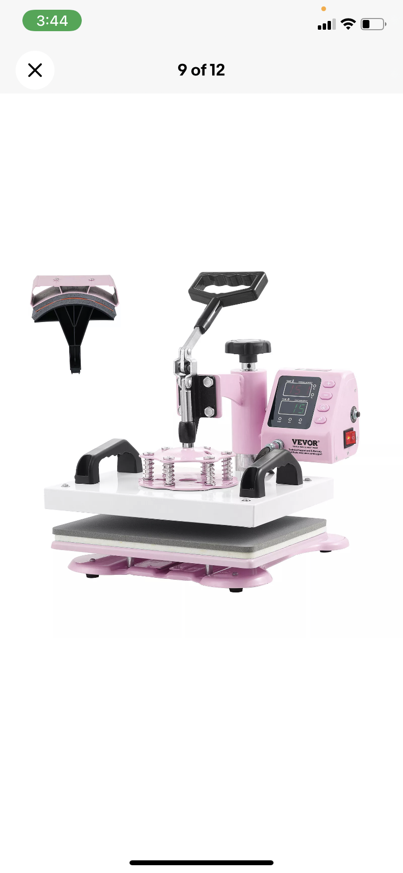 VEVOR Heat Press Machine 2IN1 12x10 inch with Hat Press for T-Shirts Caps Pink