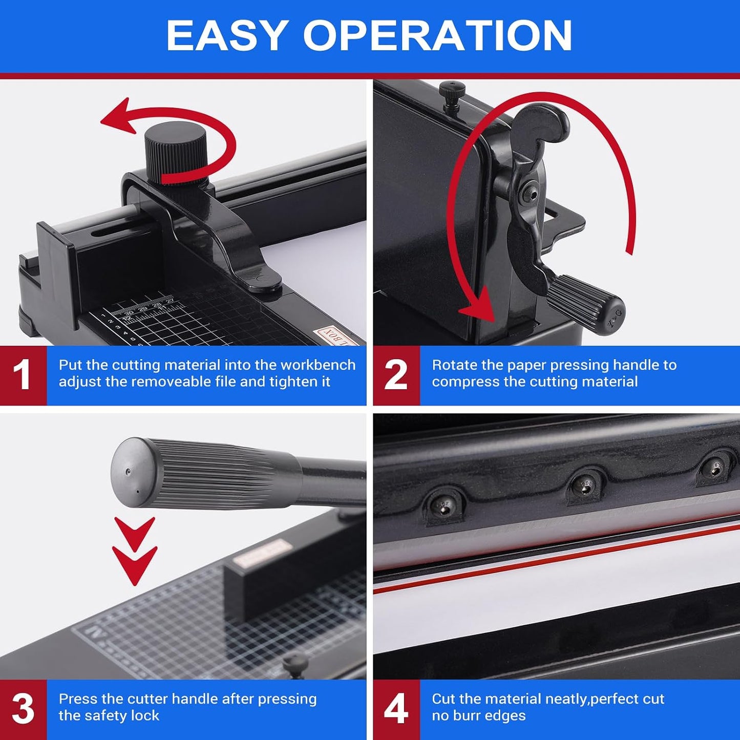 Heavy Duty Paper Cutter,12 Inch Guillotine Paper Cutter,Guillotine Paper Cutters and Trimmers Cards Leather with Metal Base for Office Home School (Black, A4)