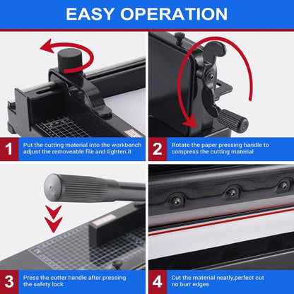 Heavy Duty Paper Cutter,12 Inch Guillotine Paper Cutter,Guillotine Paper Cutters and Trimmers Cards Leather with Metal Base for Office Home School (Black, A4)