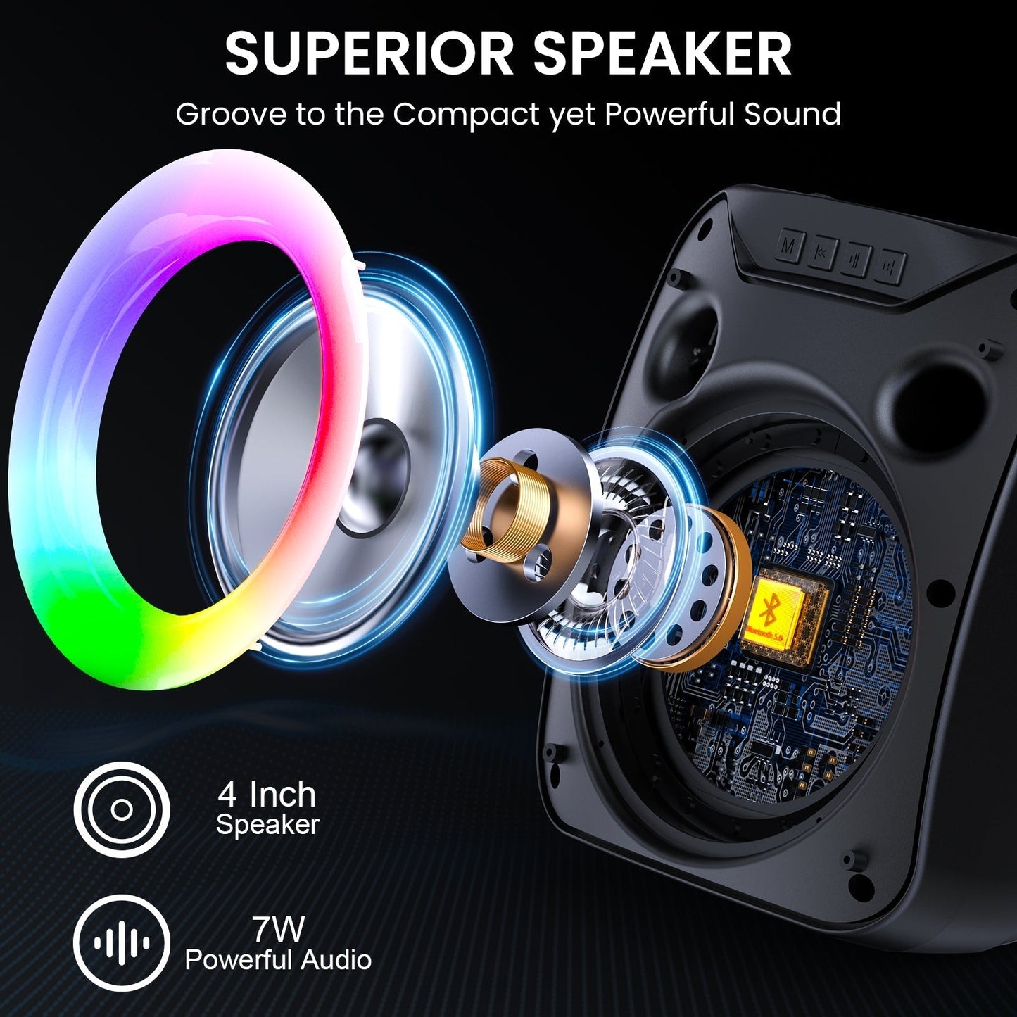 Bluetooth Speaker with Microphone, Portable Outdoor Speaker, Party Speaker with Lights, Portable PA System, D18